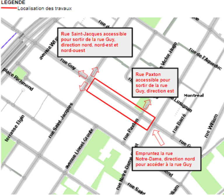Avis de travaux rue Guy, 19 septembre 2022 Ville de Montréal