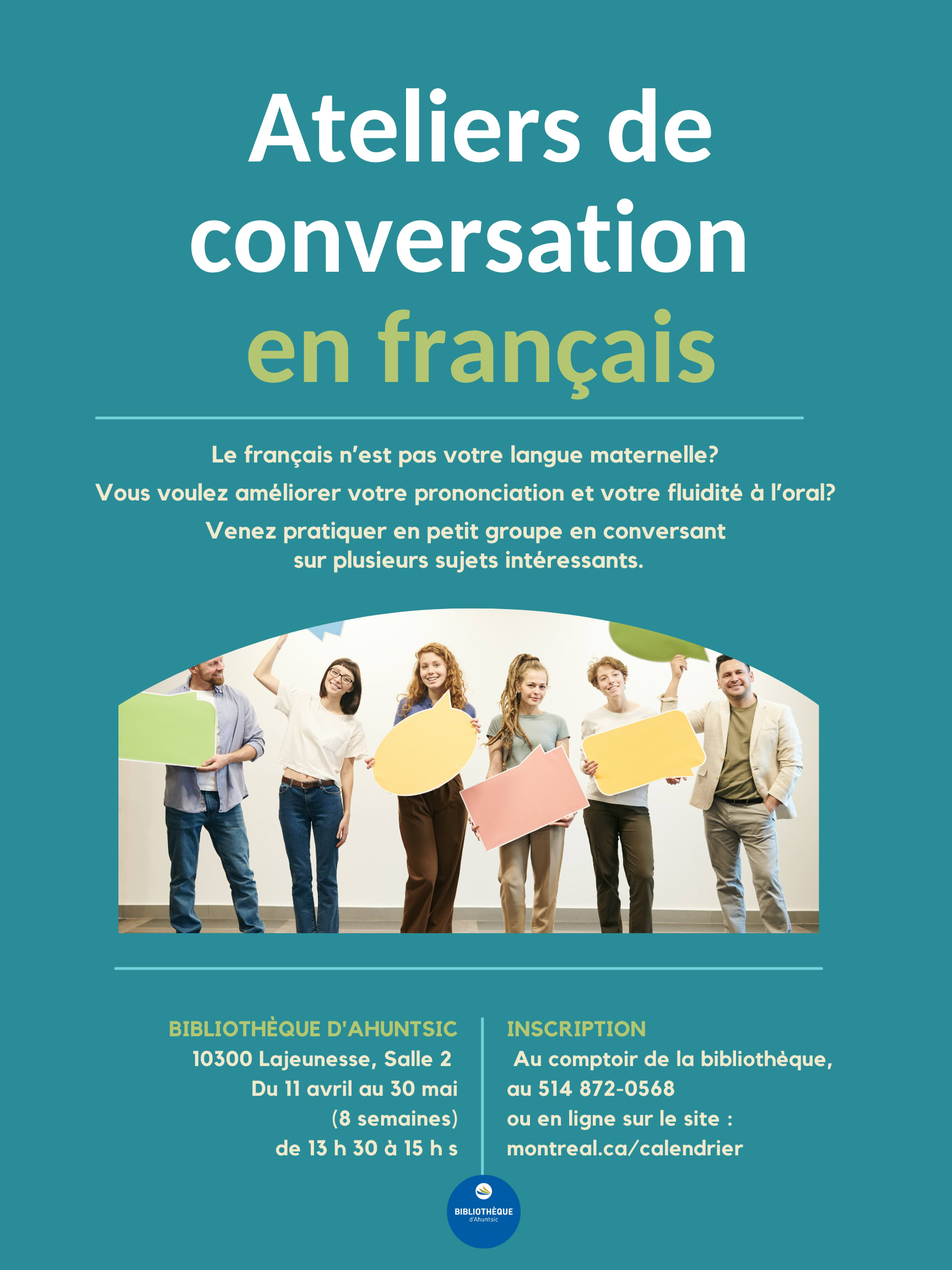 Affiche sur les ateliers de conversation en français