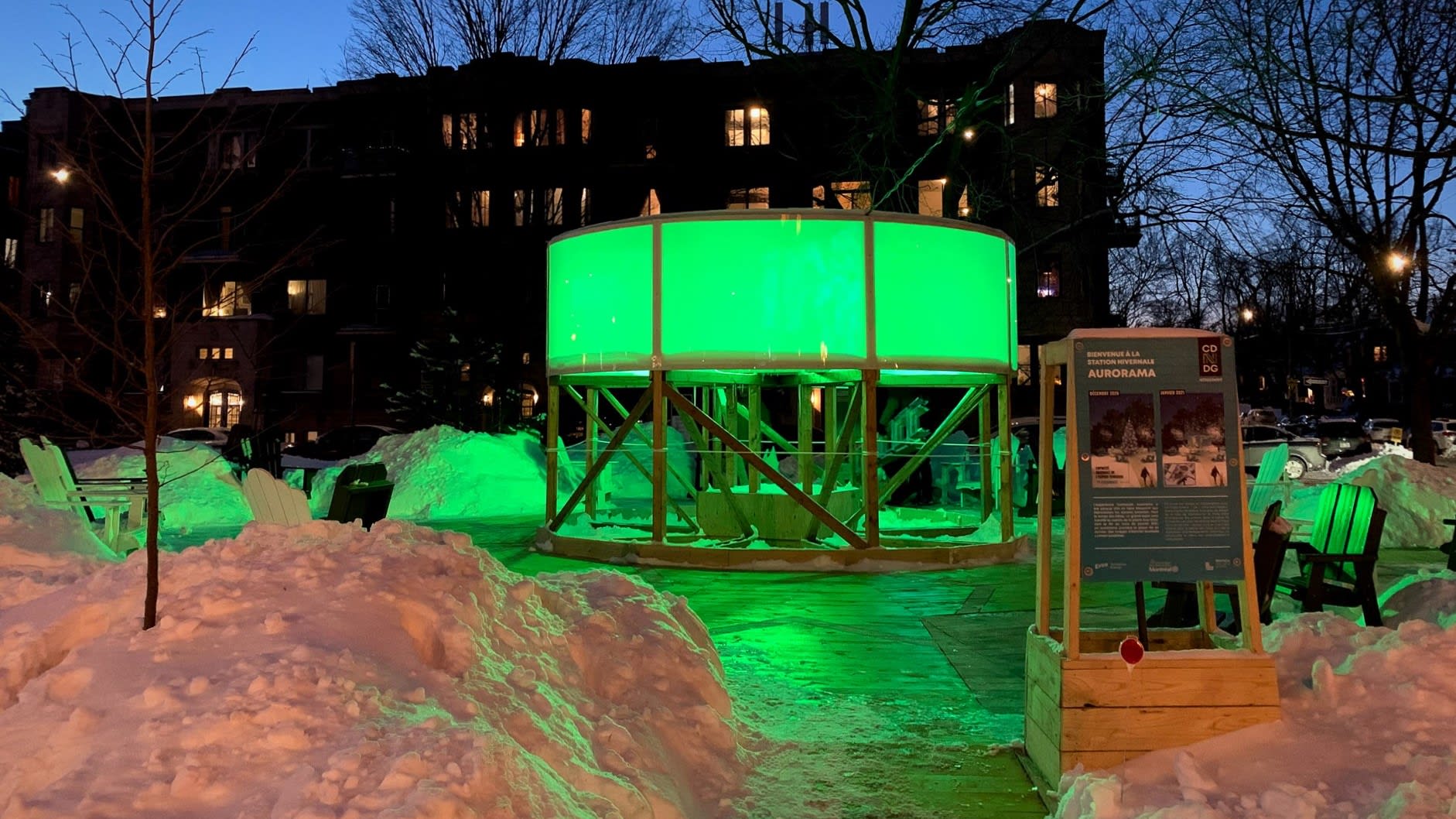 Station hivernale Aurorama à la place Guy-Viau à CDN-NDG