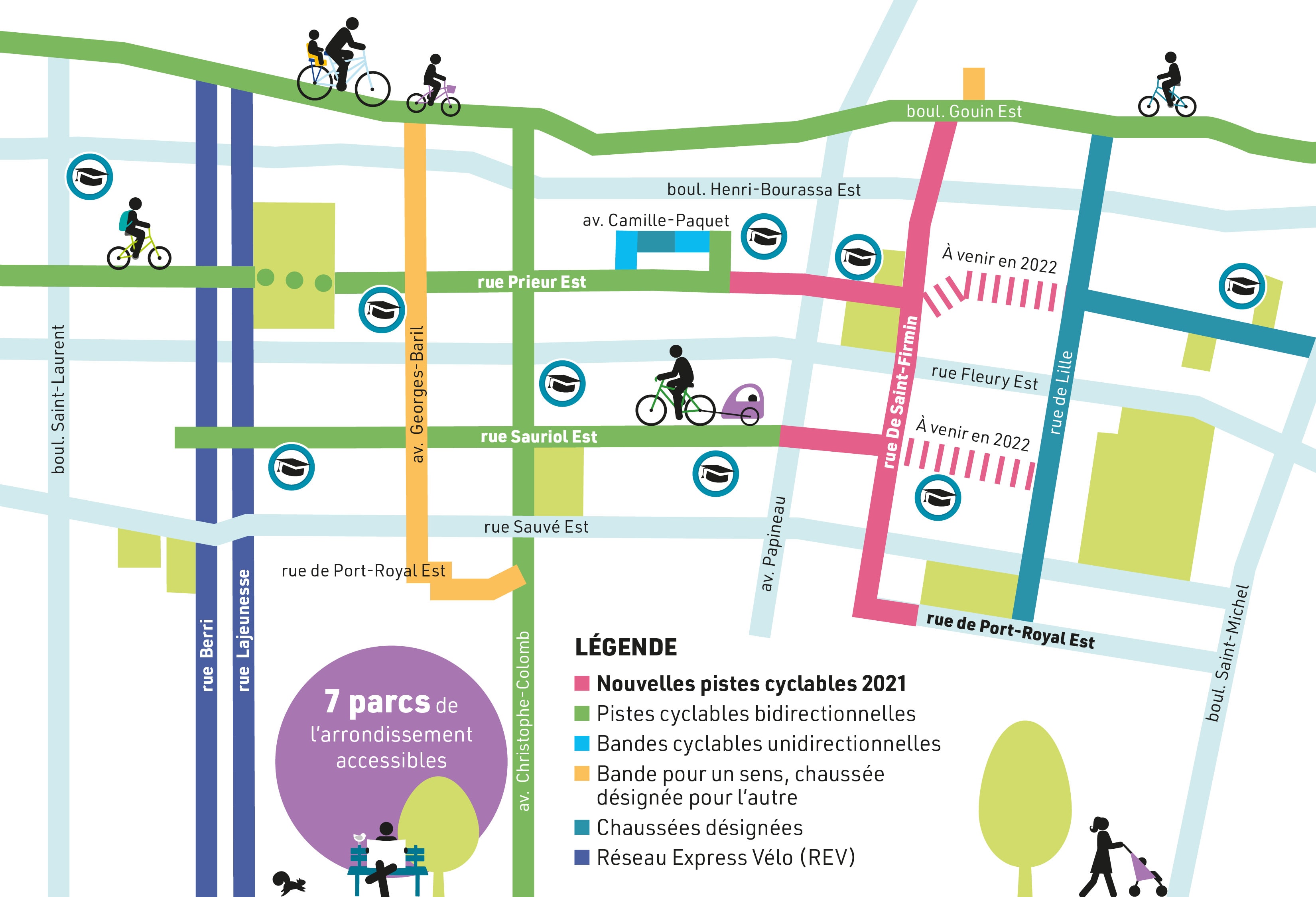 Carte qui indique où sont situées les nouvelles pistes cyclables