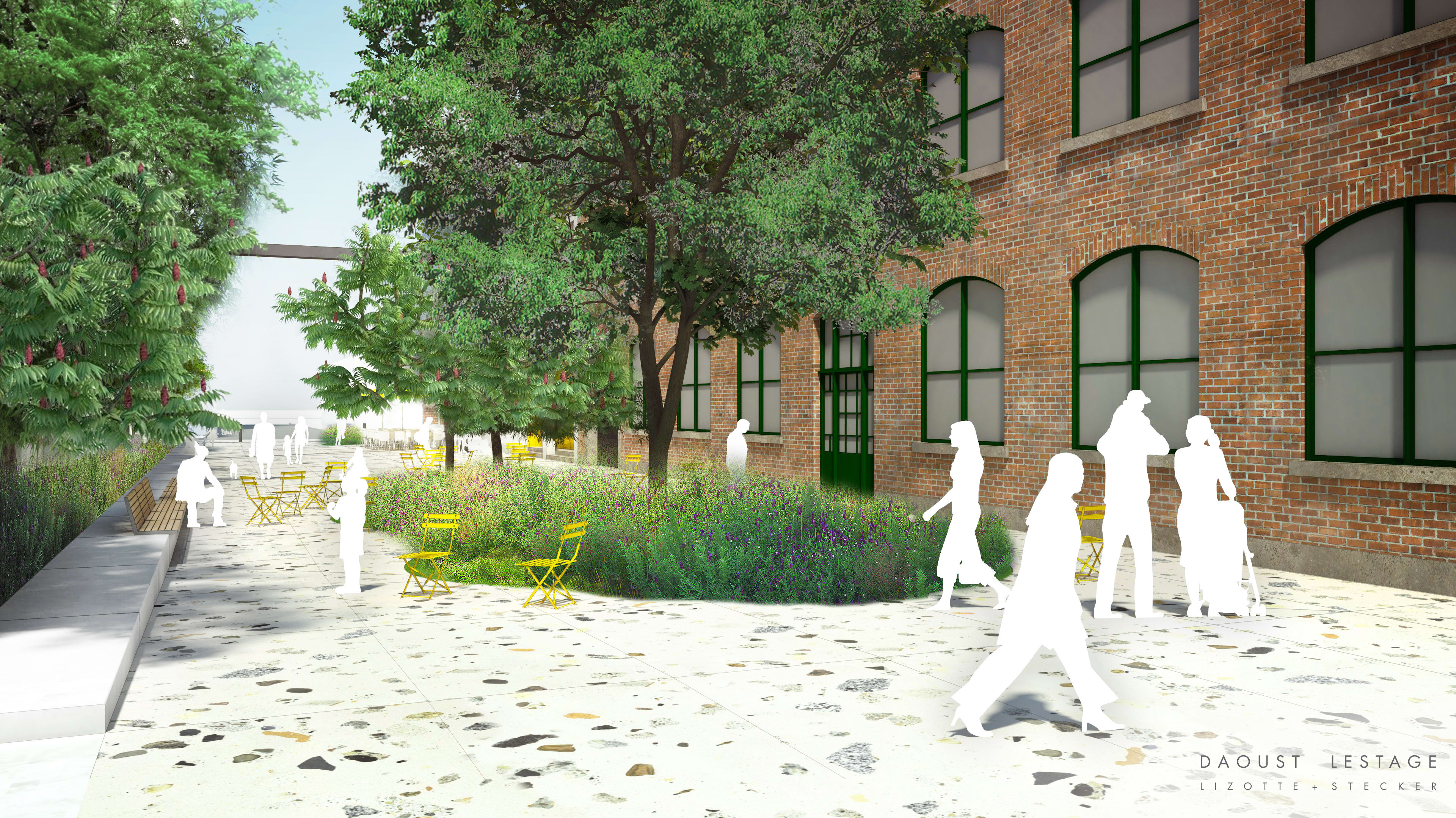 Perspective de la future place publique | Firme d'architecture de paysage Daoust Lestage Lizotte Stecker