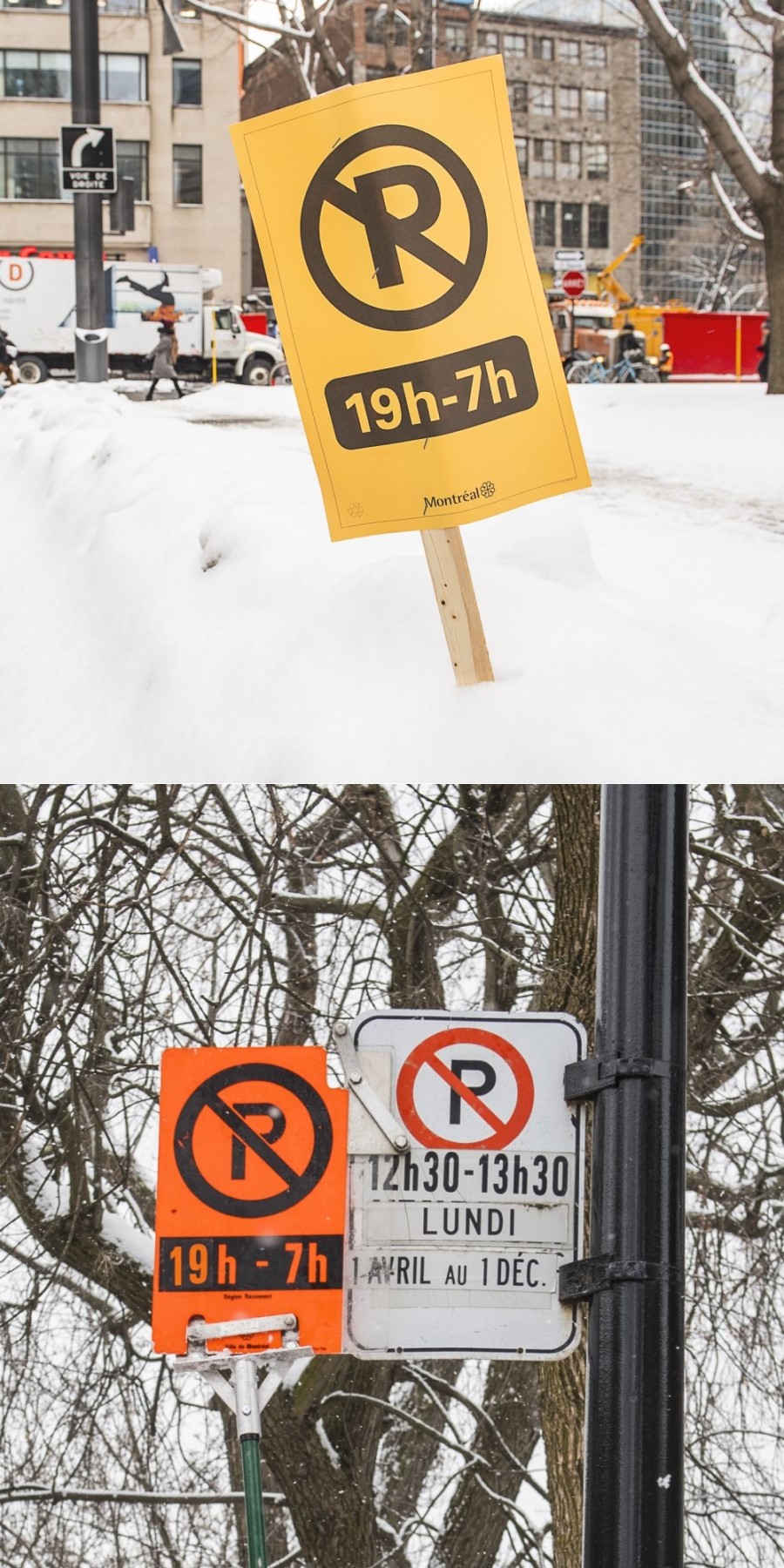 Panneaux de signalisation temporaire de déneigement