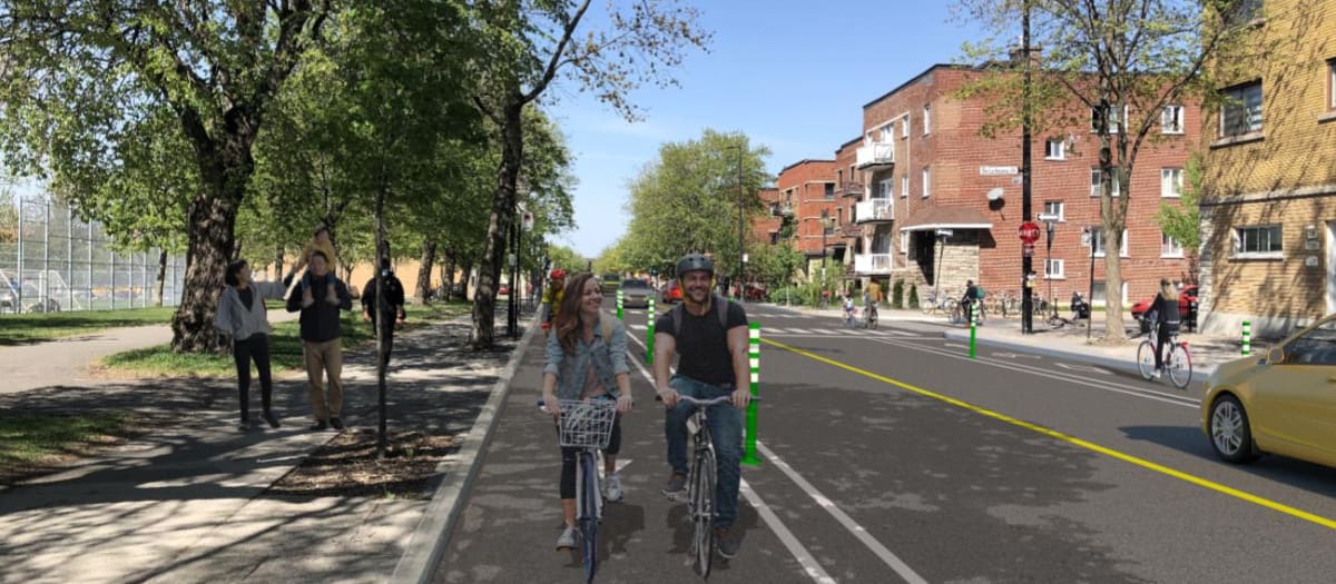 Représentation de la prolongation de la piste cyclable de la rue Villeray