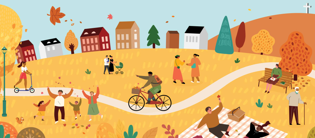 Animation dans un parc l'automne