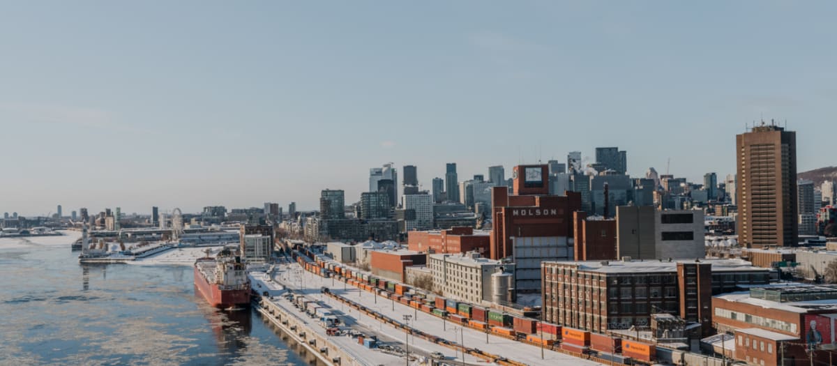 Vue aérienne de Ville-Marie en hiver