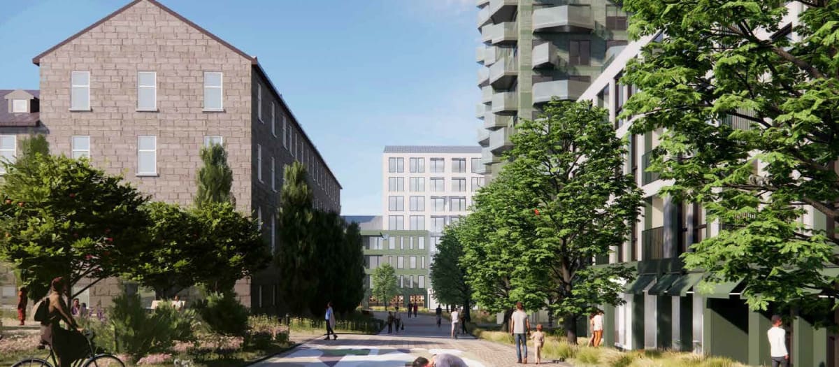 Aperçu - Projet du site du couvent de la résurrection - Vue de la promenade d'accès sud vers l'est du site