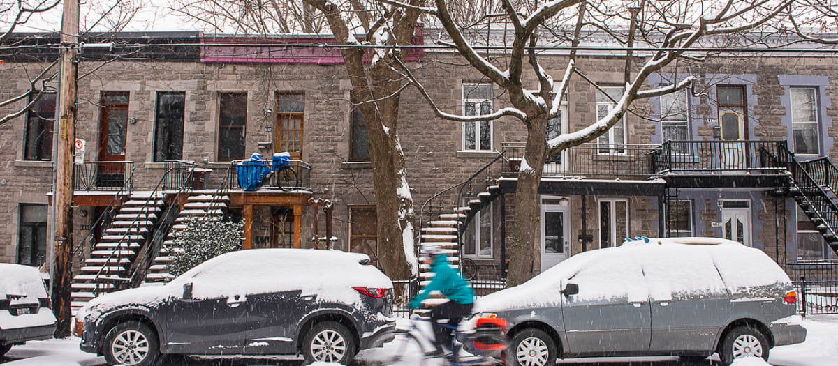 Voitures enneigées à Montréal.