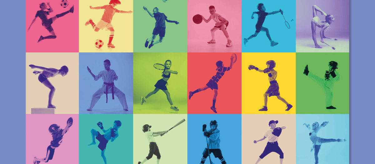 Mosaïque mettant en valeur une variété d'activités sportives, culturelles et de loisirs offertes à la communauté.