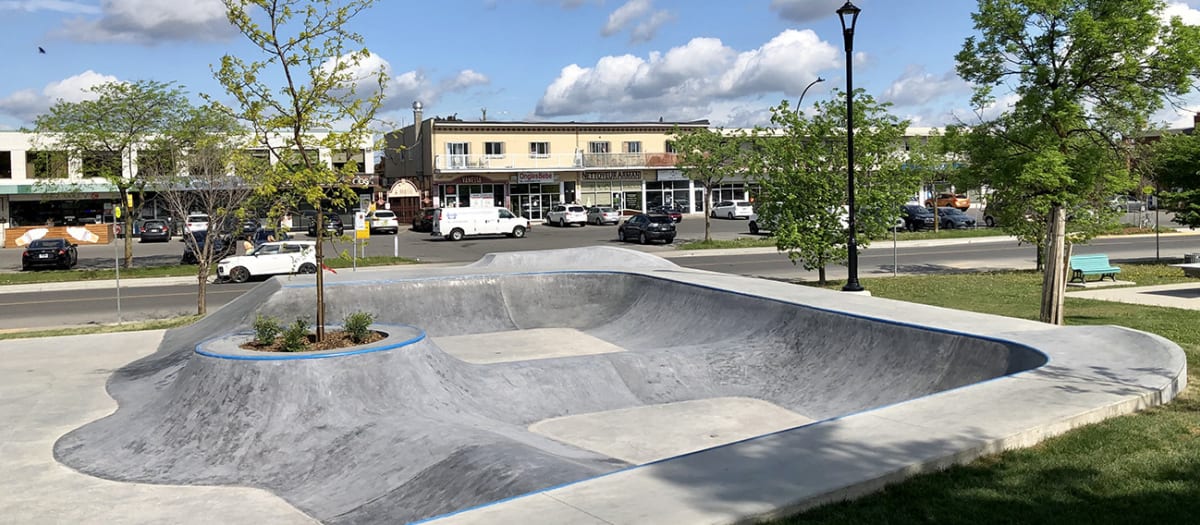 Le skatepark du parc Delorme à Saint-Léonard.