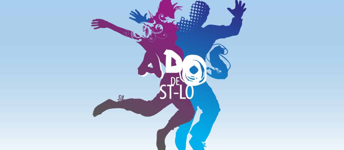 Logo Ados de St-Lo sur fond bleu ciel