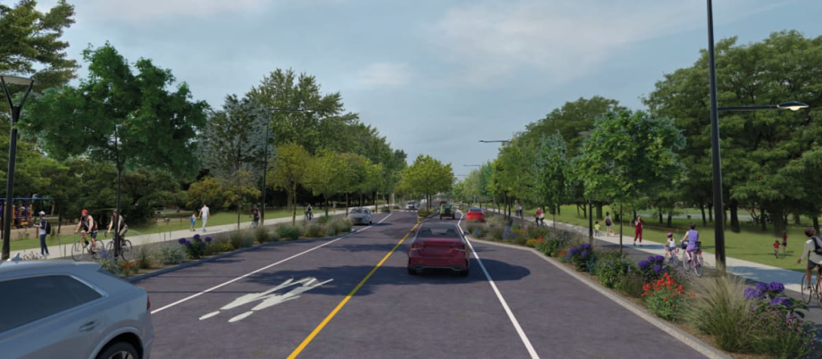 Avenue Christophe-Colomb, entre les rues Jarry et Jean-Talon, après l'aménagement en 2025.
