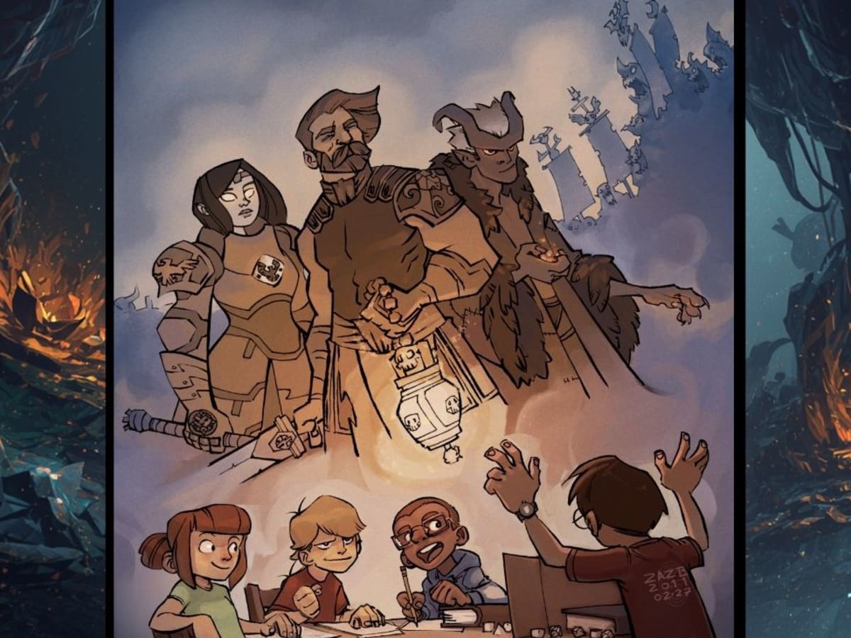 Image présentant des enfants jouant à Donjons et Dragons.