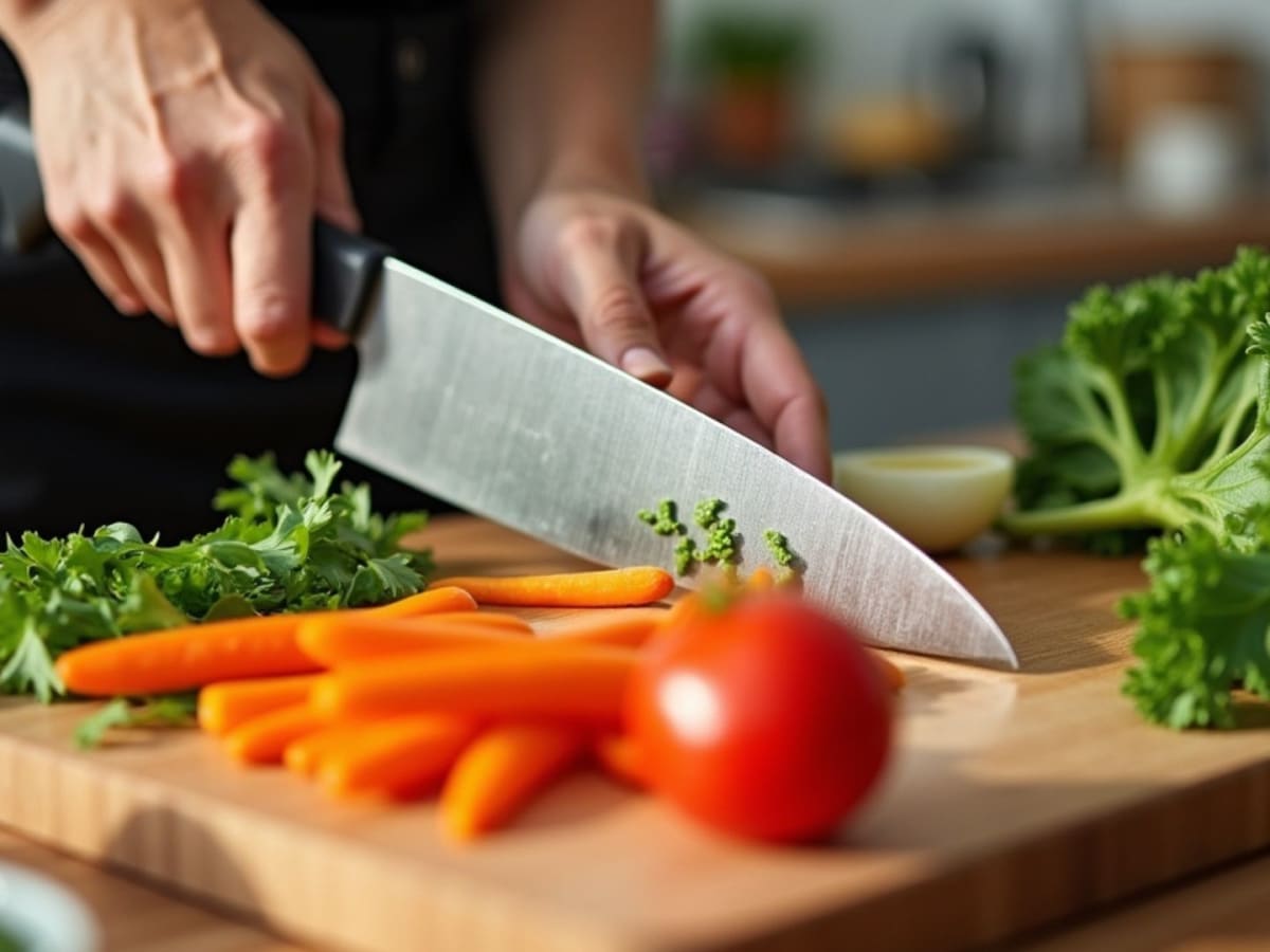Chef coupant des légumes