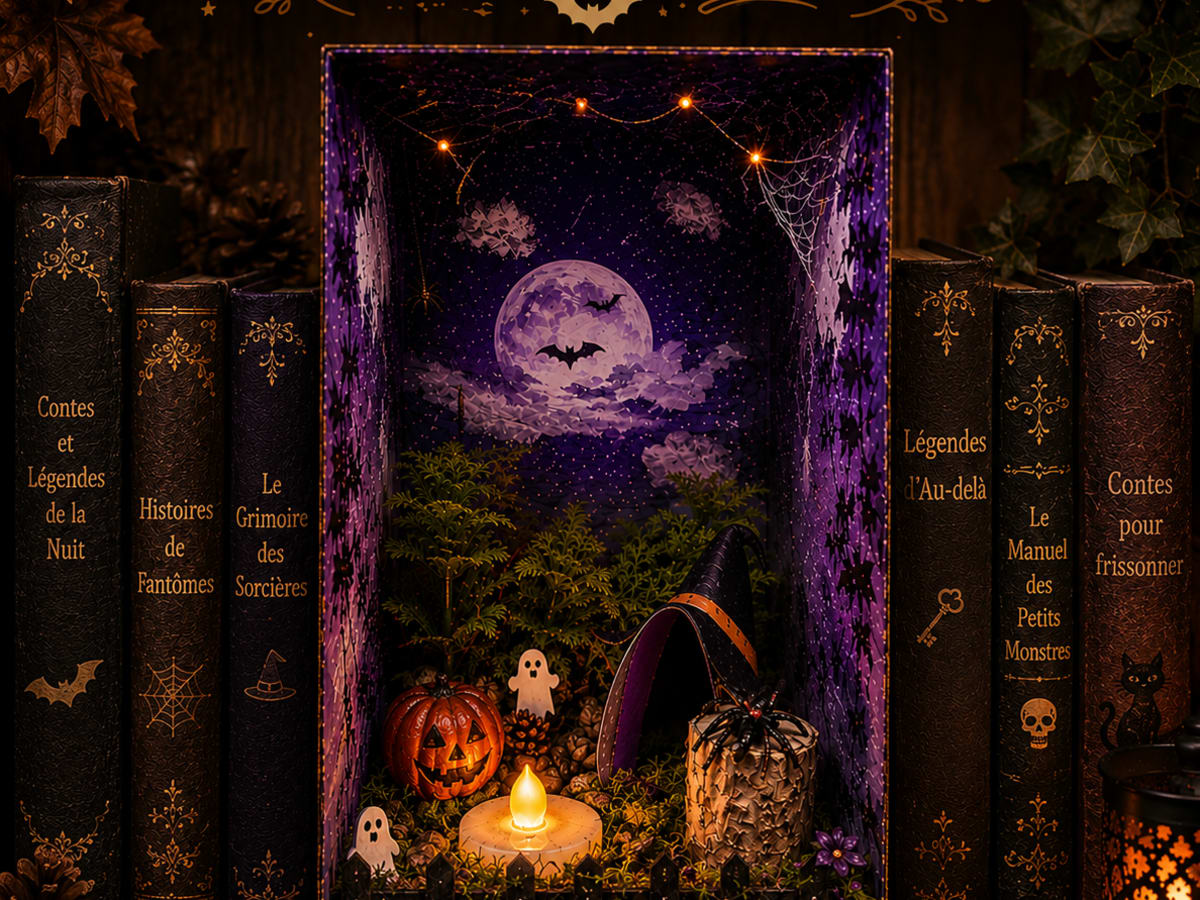 Image d'un Book Nook qui donne les frission pour une thématique Halloween
