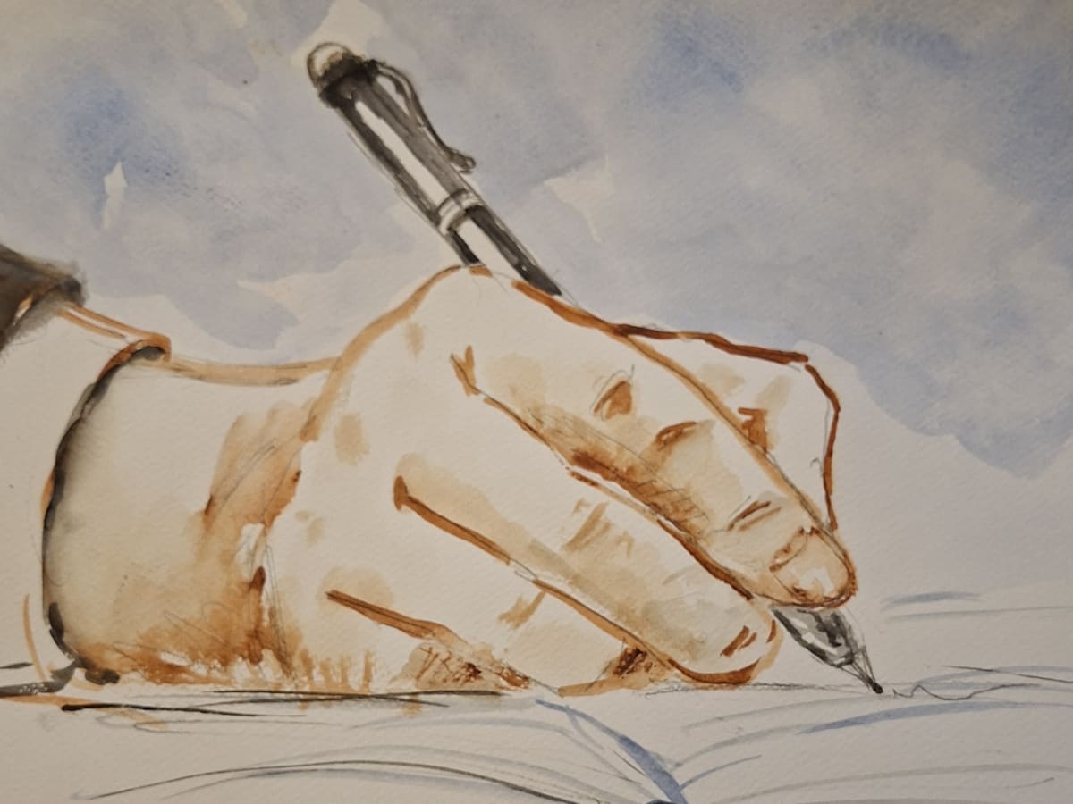 le dessin d'une main qui écrit