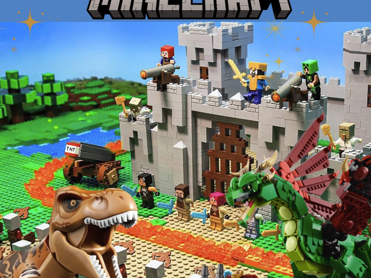 un univers de lego avec un dinosaure