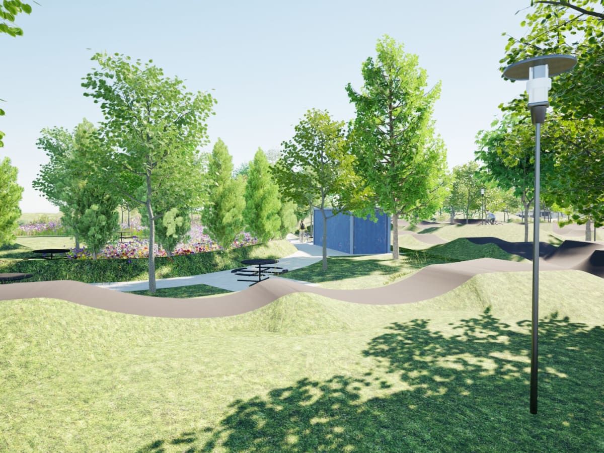 Vue 3D de la piste à rouleaux