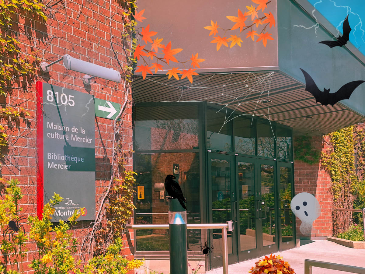 La façade du 8105, rue Hochelaga, où sont situées la bibliothèque et la maison de la culture Mercier.
