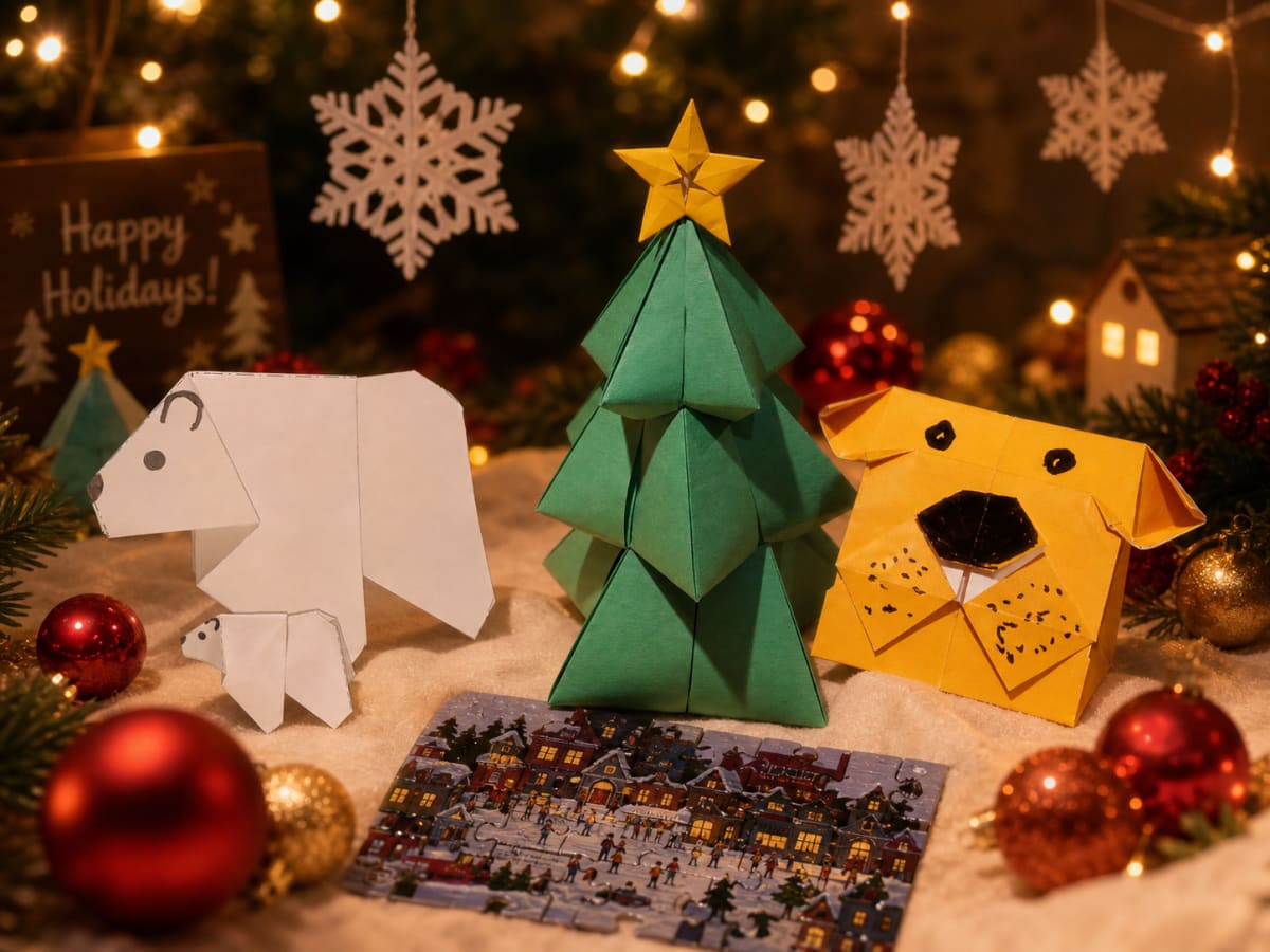 origami de sapin de Noël et d'animaux