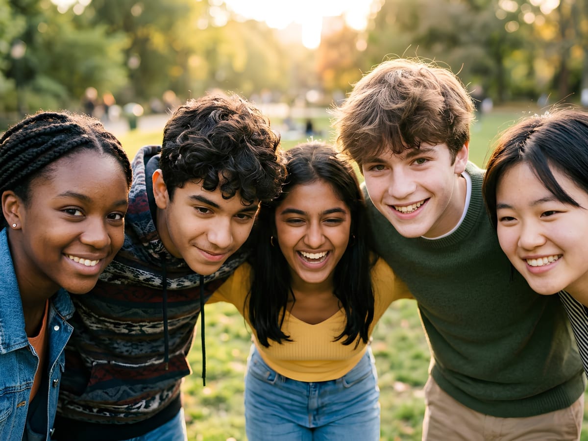 groupe d'adolescents souriants