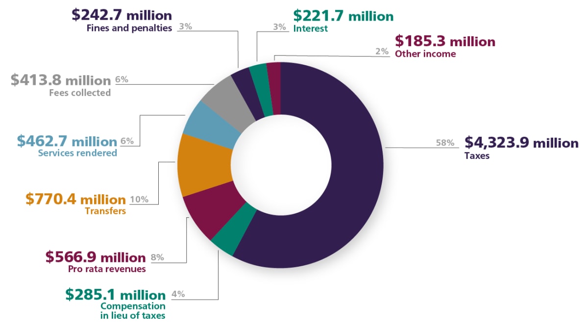 Source of revenues, and operating, financing and allocations expenses