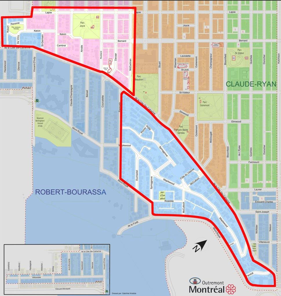 Carte des secteurs concernés dans Outremont
