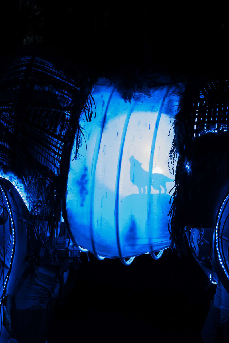 Un loup hurlant au clair de lune.