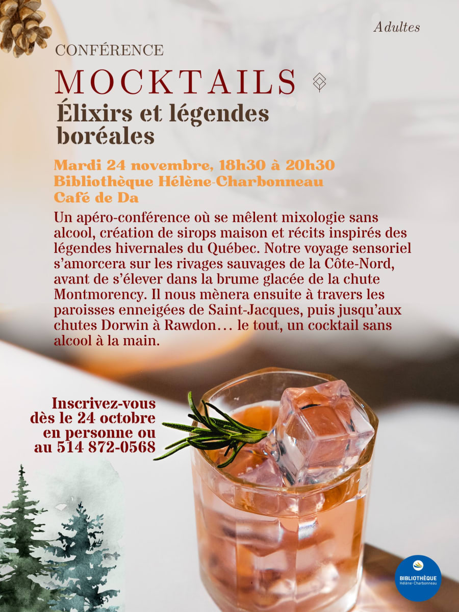 mocktails conférence bibliotheque hélène-charbonneau
