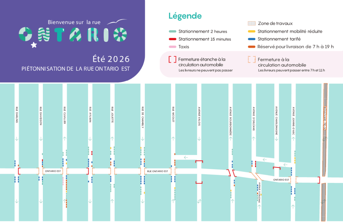Plan de circulation de la piéto Ontario 2026