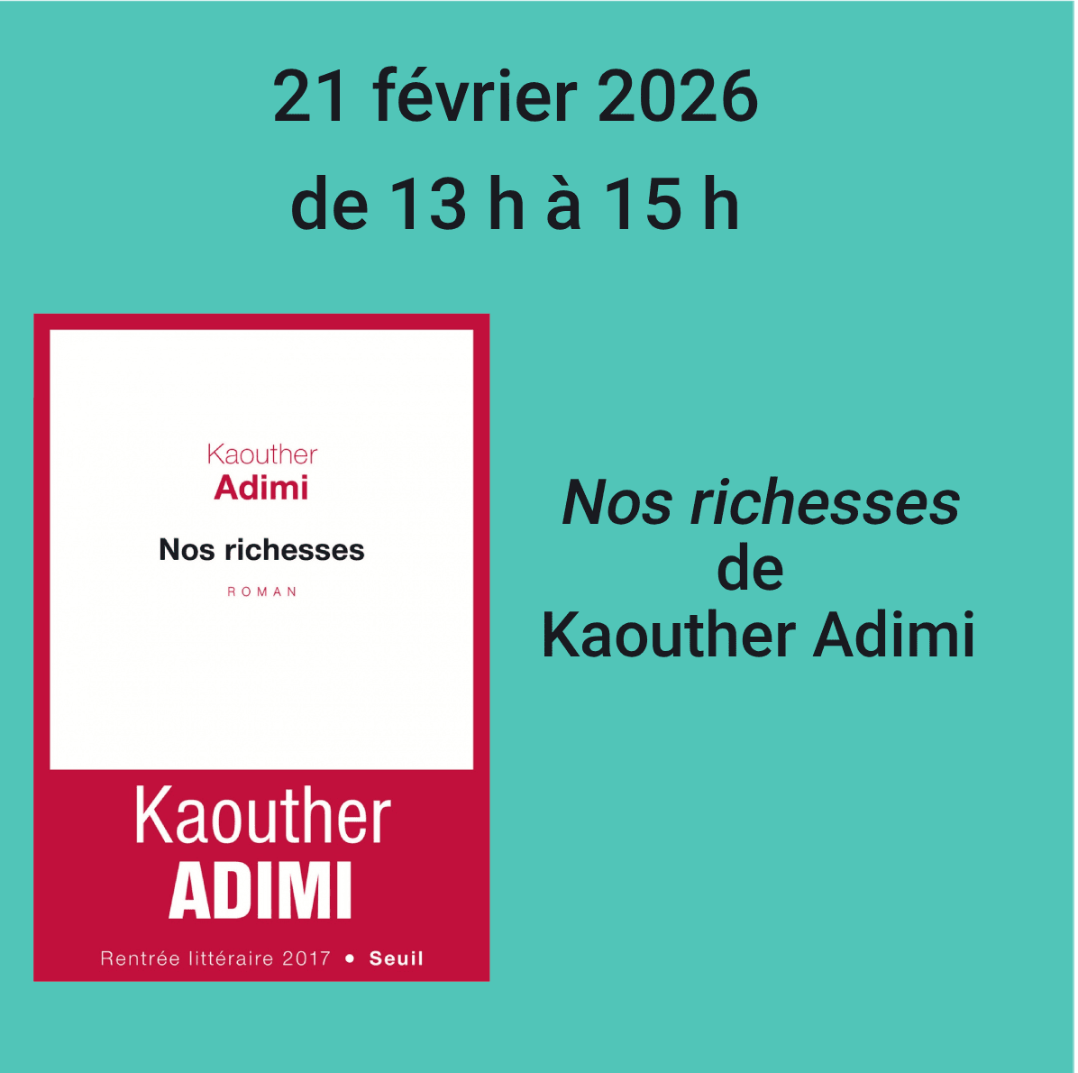 Rencontre 2 - février 2026 - club de lecture du samedi