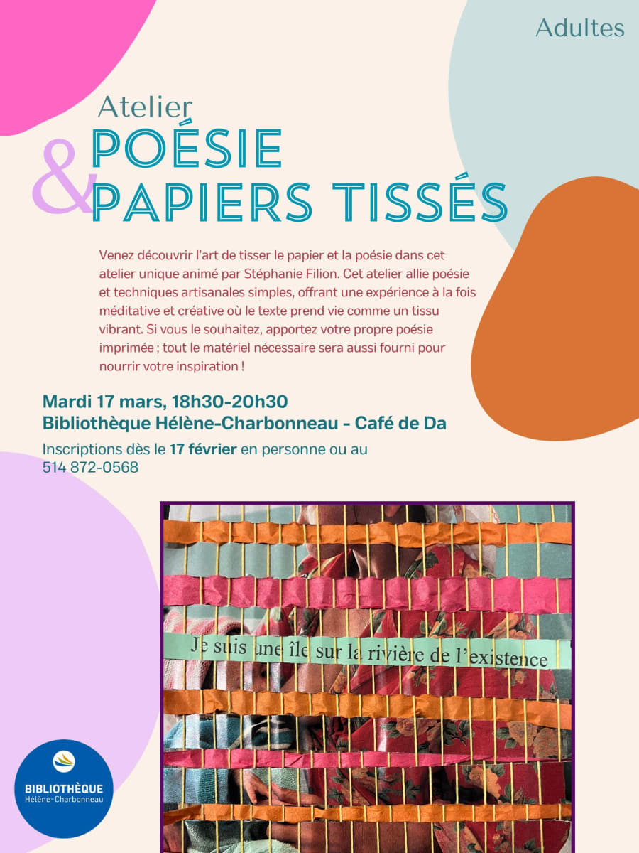 atelier papiers tissés bibliotheque gratuit filion