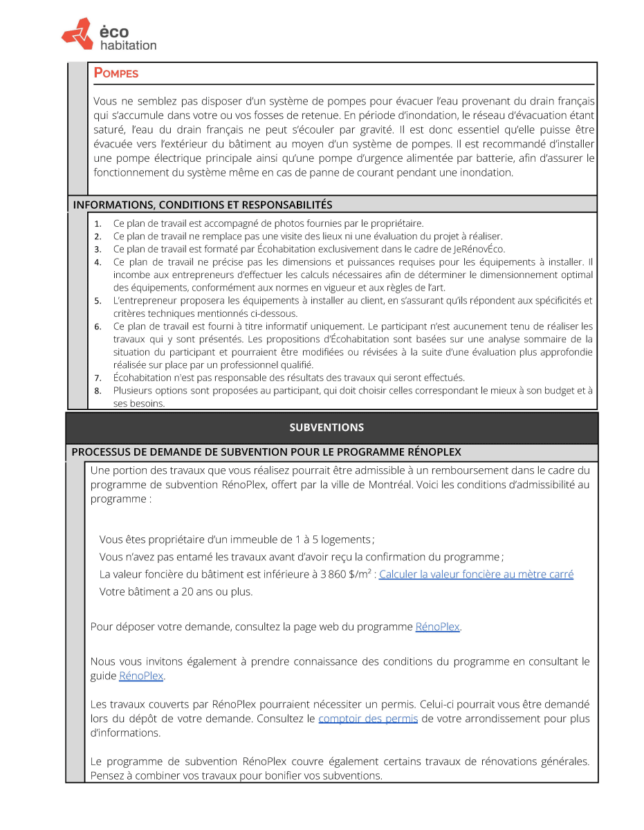 Exemple d'un plan personnalisé du programme JeRénovÉco (page 5)