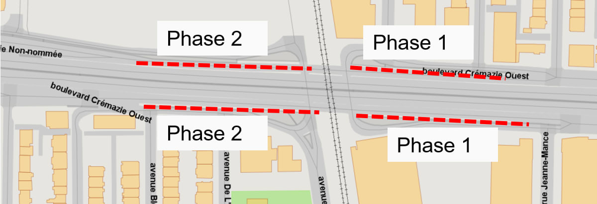 Phases des travaux des murs Querbes