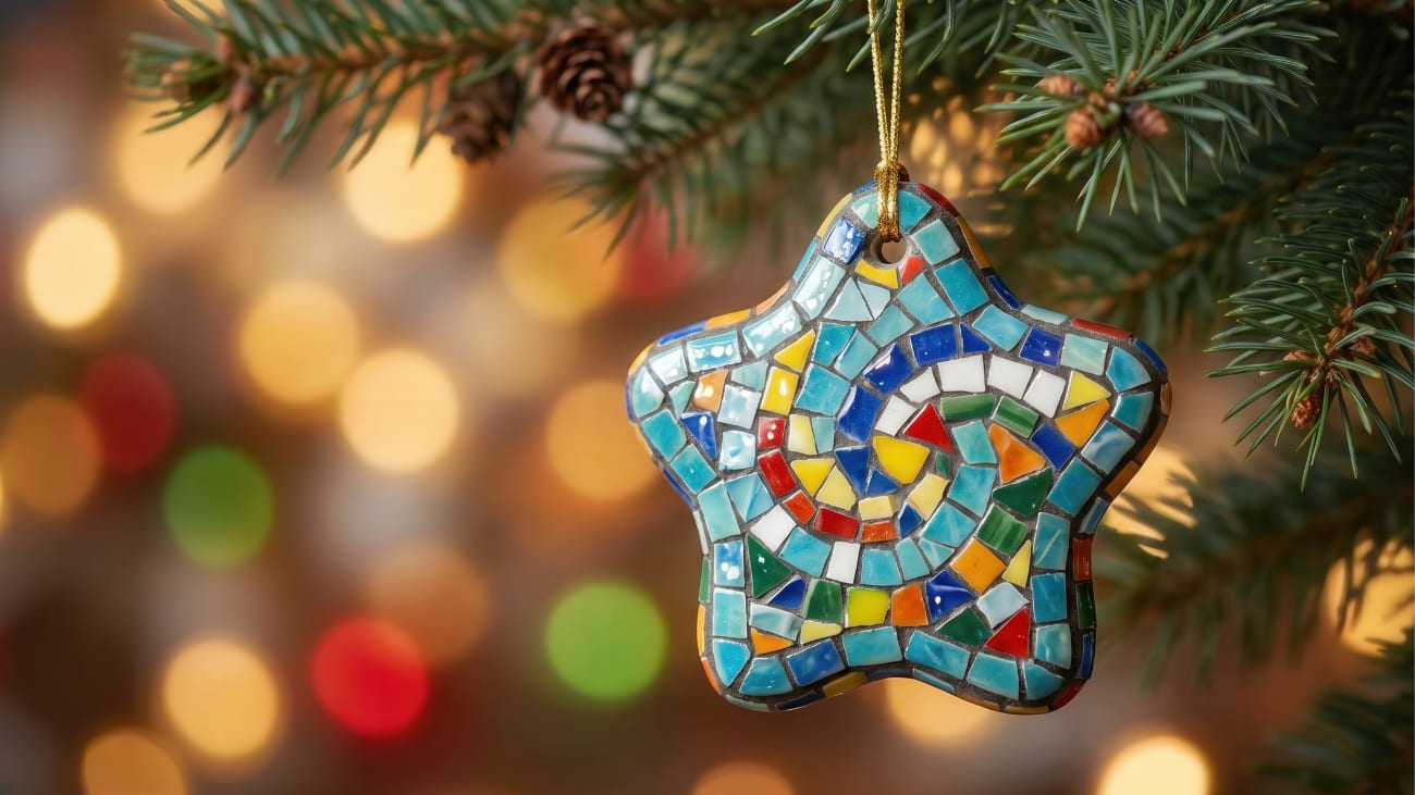 Mosaïque et perles de Noël