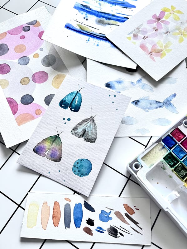 Quelques peintures faites à l'aquarelle.