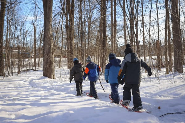 Enfants en skis de fond.