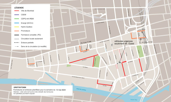 Carte des entraves, semaines du 13 mai 2024