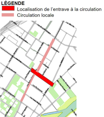 Zone des travaux et zone de la circulation locale, rue Notre-Dame