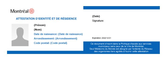 Sample proof of ID and residence card (in French)