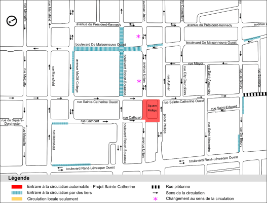 Cartes des entraves dès le 11 janvier - Projet Sainte-Catherine Ouest