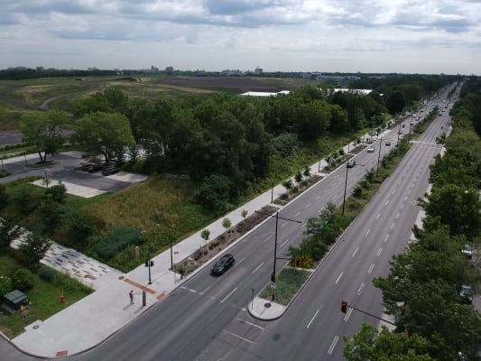 Vue de l’avenue Papineau après le réaménagement, en 2019.--