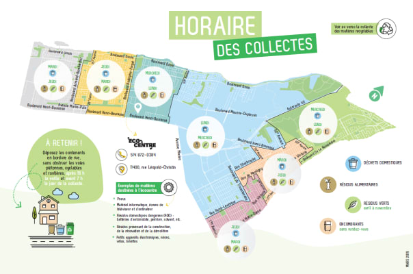 La carte des journées de collectes à l'arrondissement de RDP-PAT.