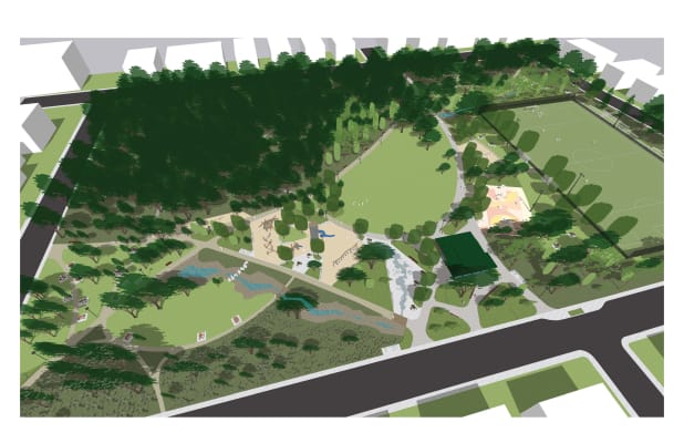 Rendu projeté par ordinateur des améliorations au parc Mackenzie-King