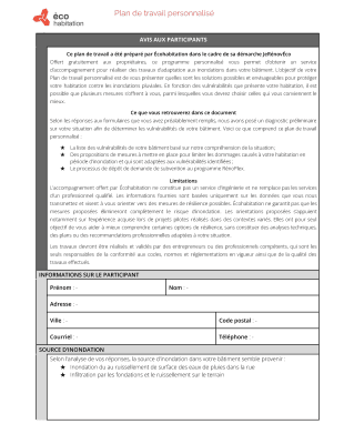 Exemple d'un plan personnalisé du programme JeRénovÉco (page1)