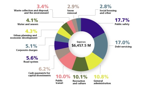 Breakdown of expenses by activity