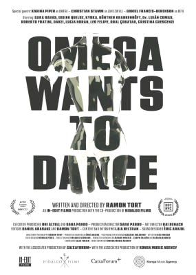 Texte Omega wants to dance en noir sur fond blanc