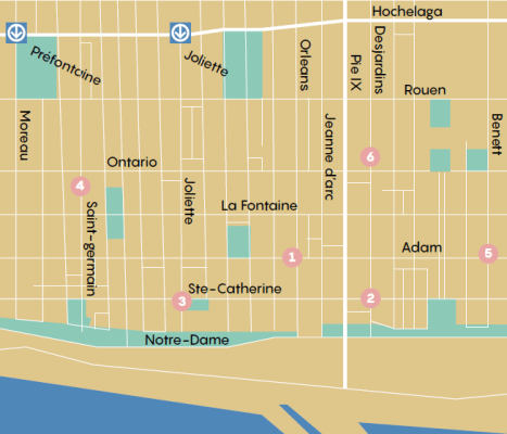 Carte de l'aide alimentaire dans Hochelaga-Maisonneuve.