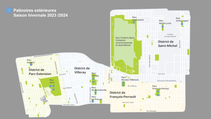 Carte des patinoires extérieures 2023/2024 de VSP