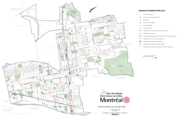 Carte de l'arrondissement avec identification des travaux