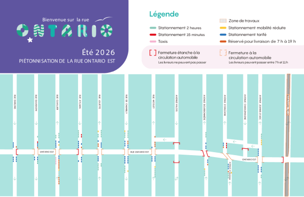 Plan de circulation de la piéto Ontario 2026